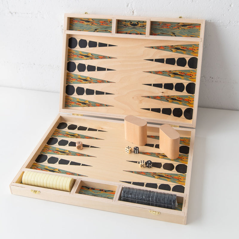 Olio Sage Tabletop Backgammon Set, from Wolfum