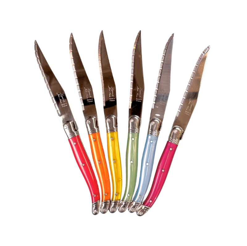 Laguiole Steak Knives in Rainbow Platine, from Jean Neron