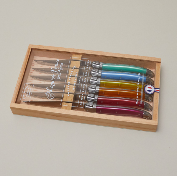 Laguiole Steak Knives in Rainbow Platine, from Jean Neron