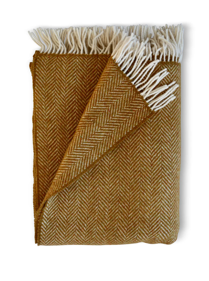 Herringbone with Cashmere Throw in Raw Honey, from Evangeline Linens