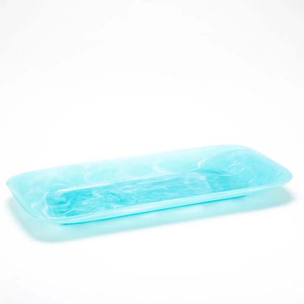 Classic Rectangular Platter in Aqua Swirl, from Nashi Home