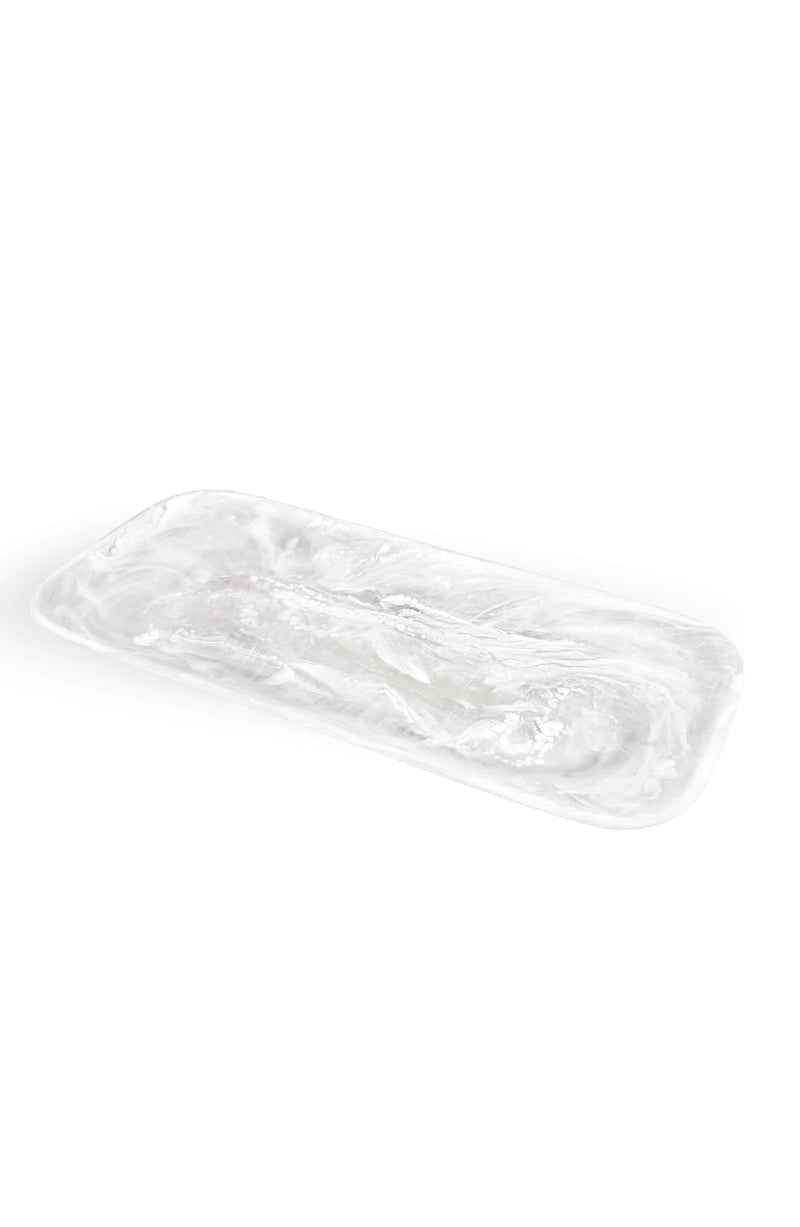 Classic Rectangular Platter in White Swirl, from Nashi Home