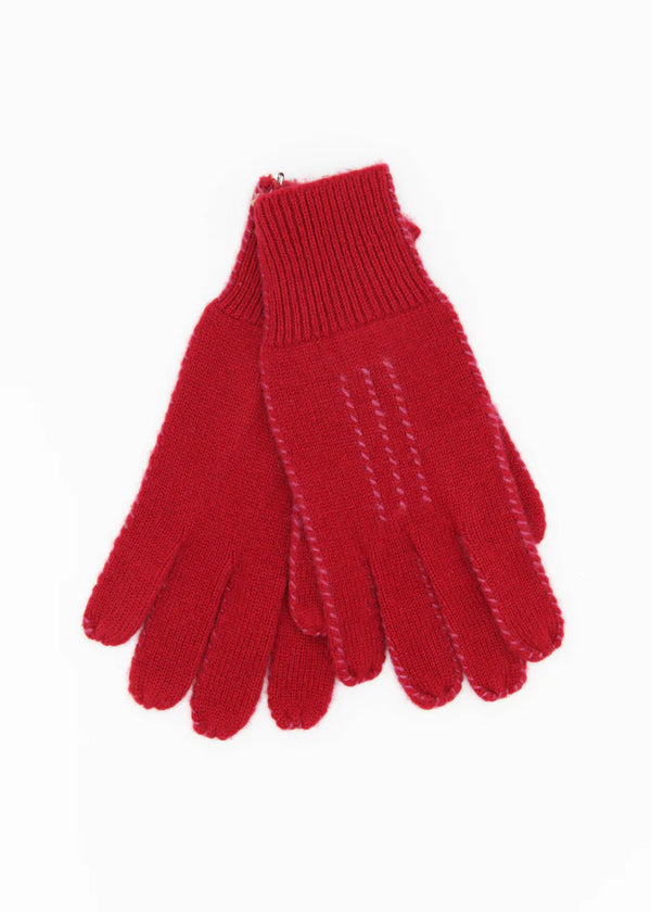 Cashmere Stitch Gloves in Heather Rose & Red, from Meg Cohen