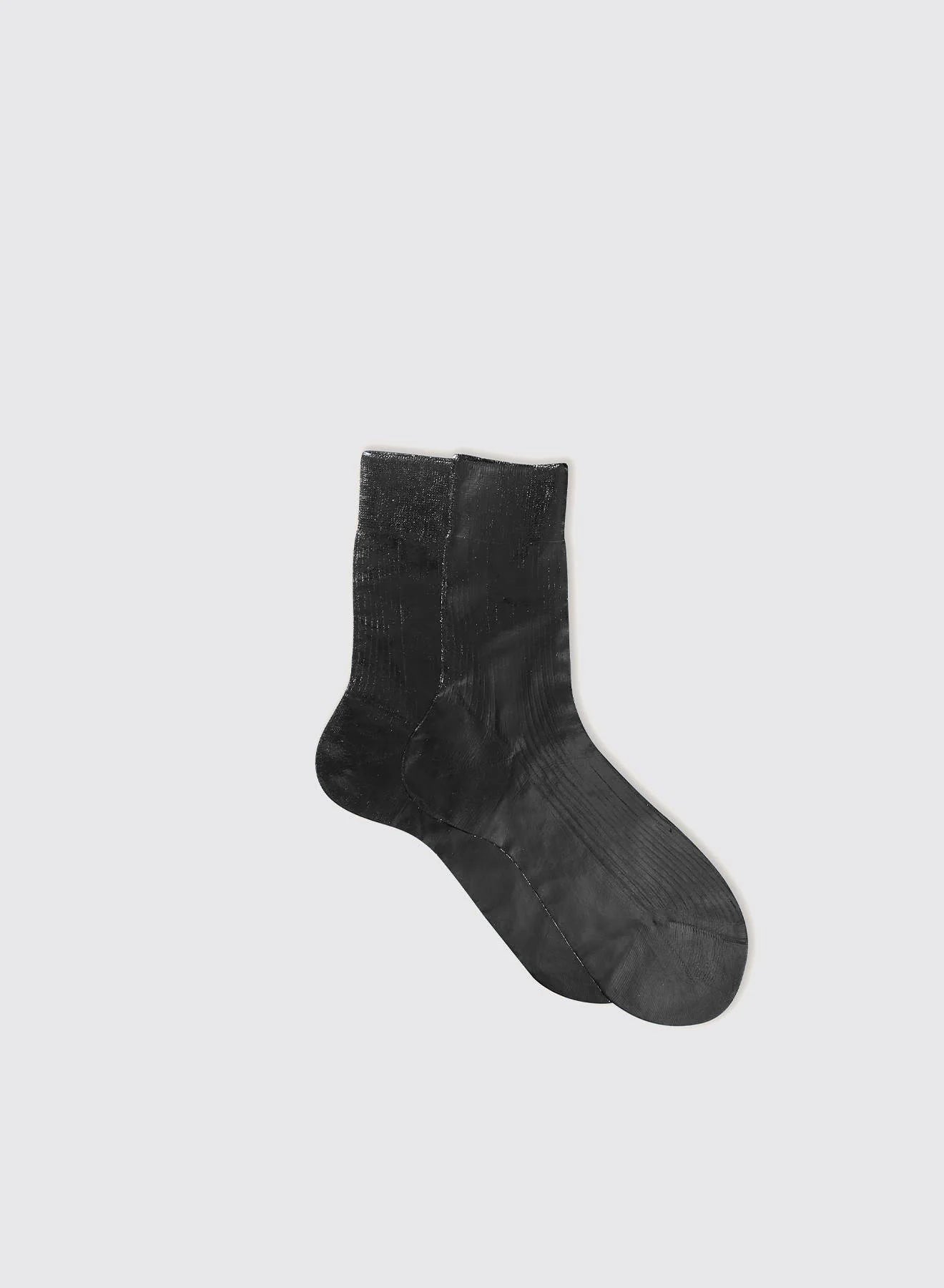 Ribbed Laminated Socks in Black, from Maria La Rosa