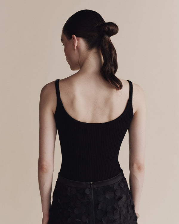 Ribbed Knit Tank in Black, from Mijeong Park