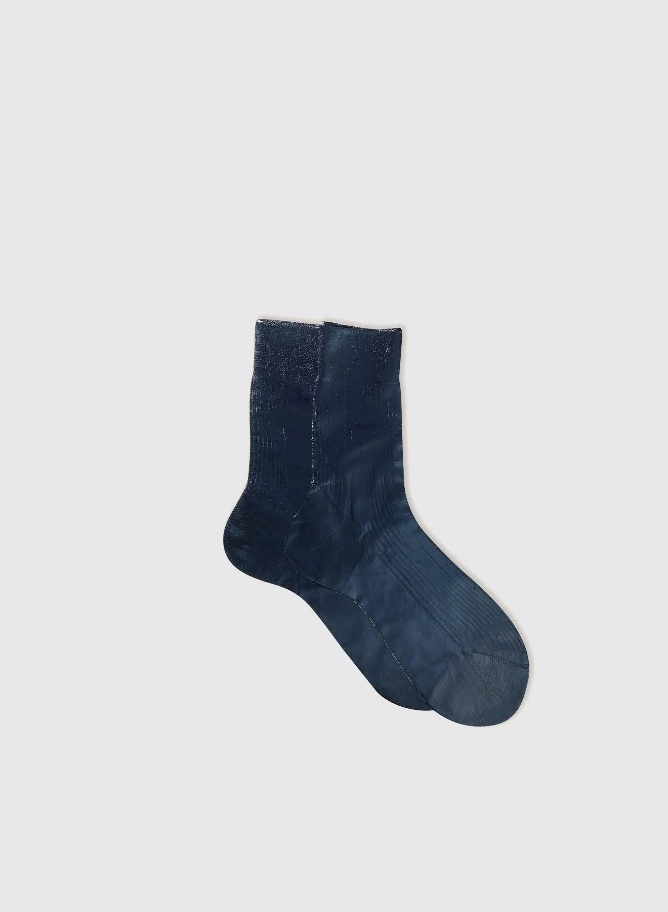 Ribbed Laminated Socks in Navy, from Maria La Rosa