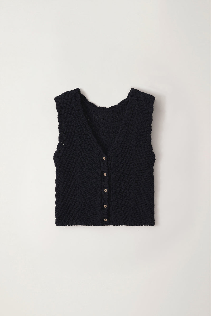 Rie Knit Vest in Navy, from Nothing Written