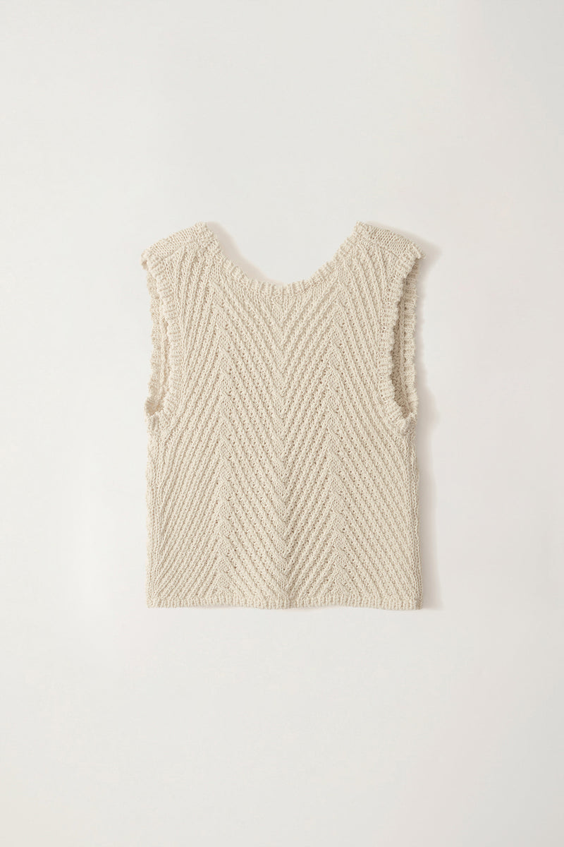 Rie Knit Vest in Ivory, from Nothing Written