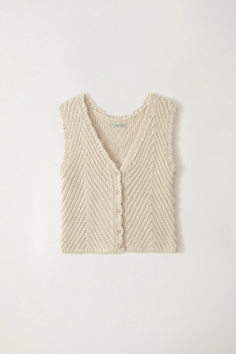 Rie Knit Vest in Ivory, from Nothing Written