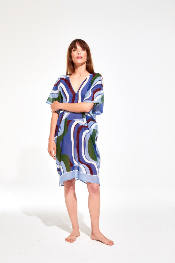 Elia Songe Short Beach Dress in Blue, from Mapoesie