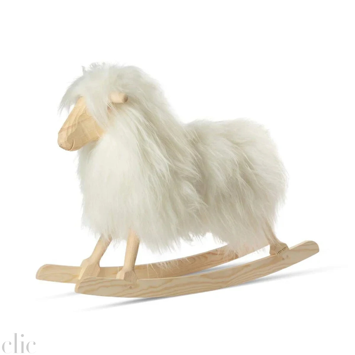 Long Wool Rocking Sheep in Off White