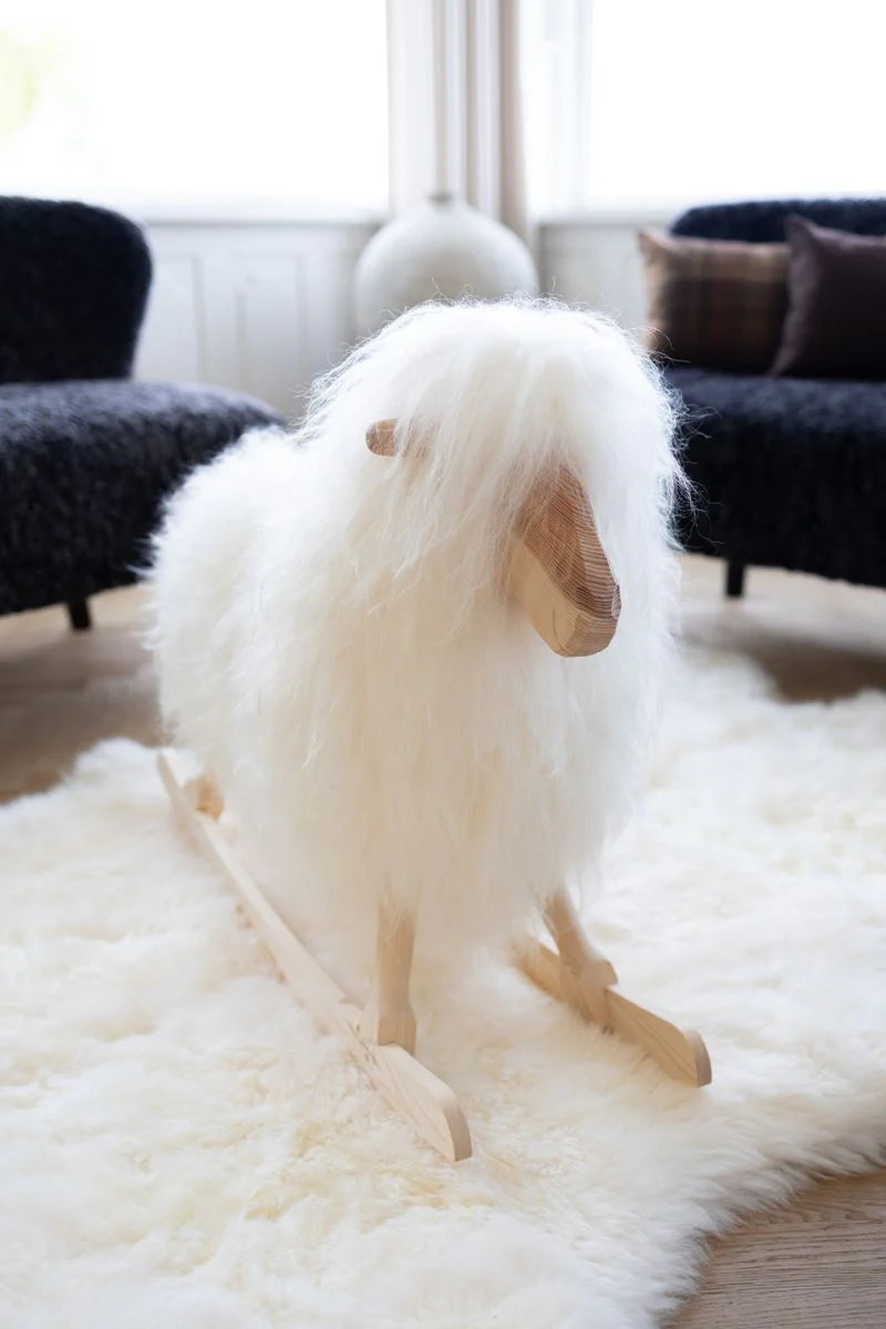 Long Wool Rocking Sheep in Off White, from Natures Collection