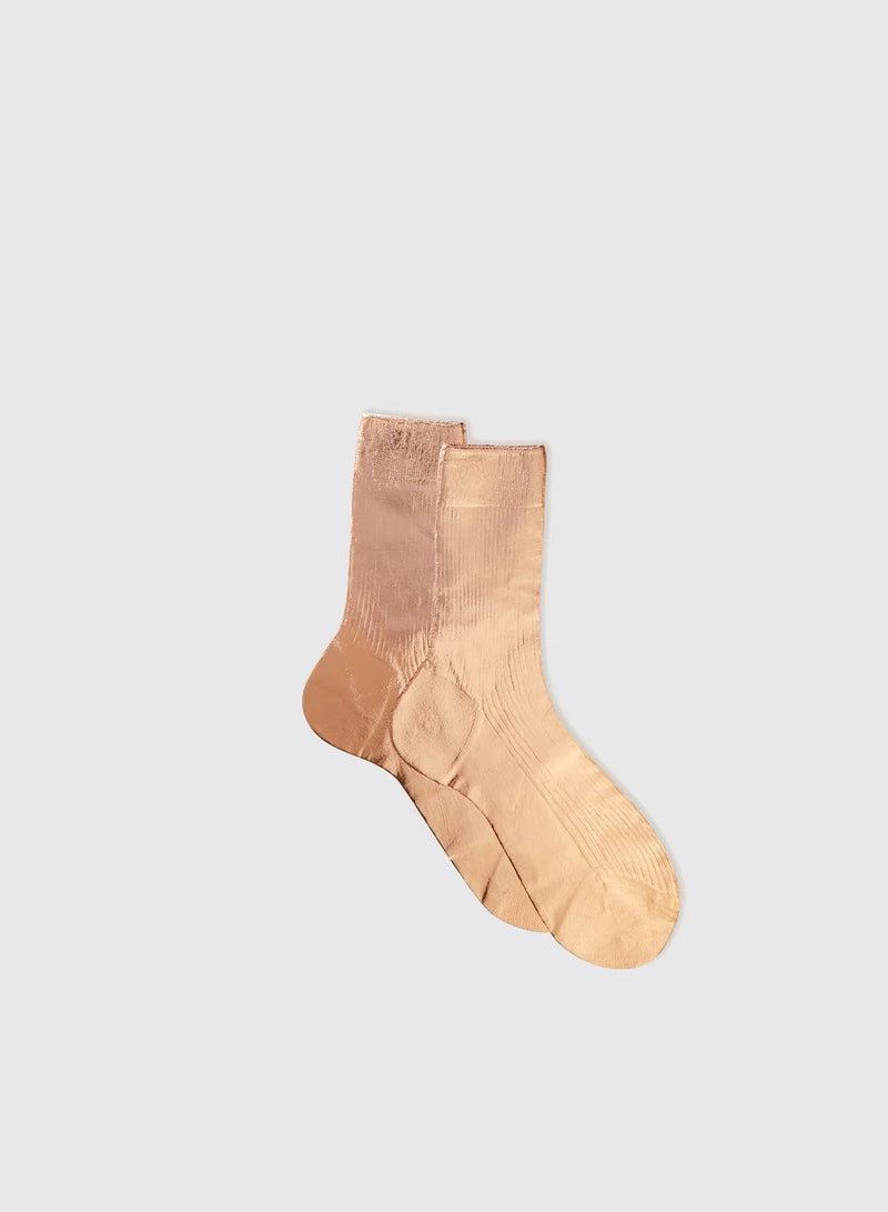 Ribbed Laminated Socks in Rosa, from Maria La Rosa