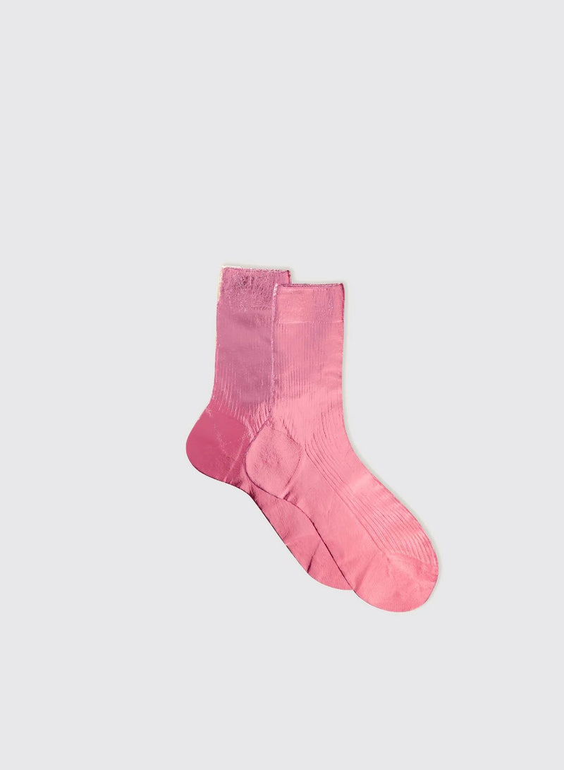 Ribbed Laminated Socks in Rosa, from Maria La Rosa