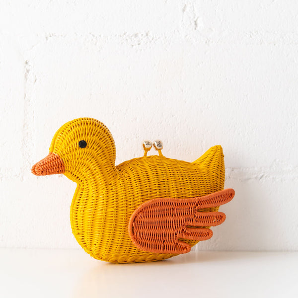 Kevin Duck Wicker Bag in Yellow, from Serpui