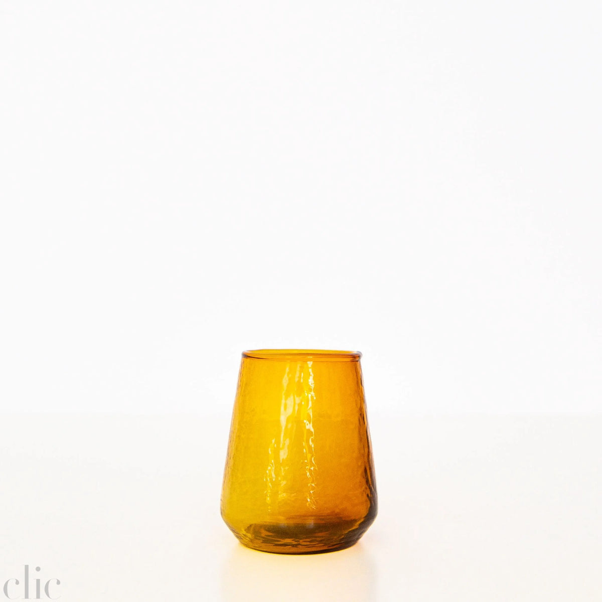 Handblown Hammered Glass Tumbler in Amber