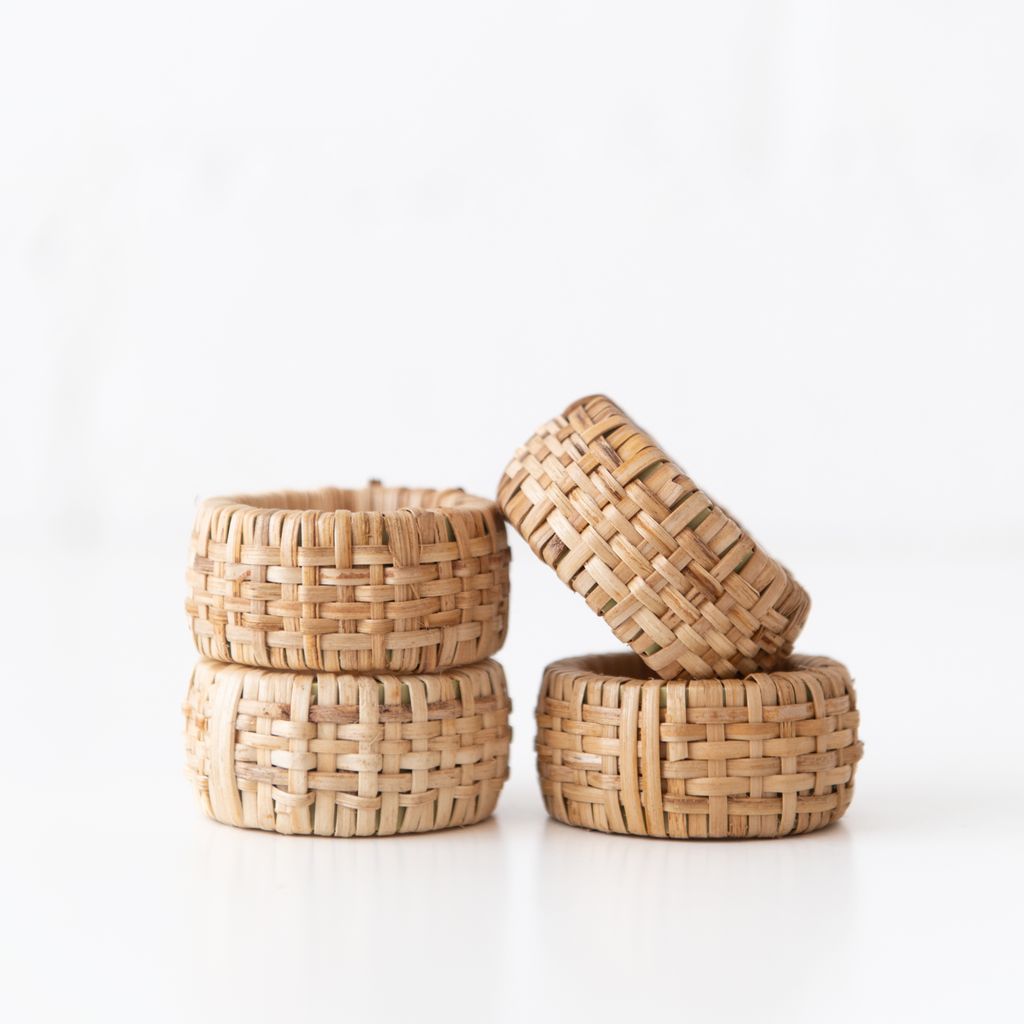 Set of 4 Napkin rings in Rattan, from Dot and Army