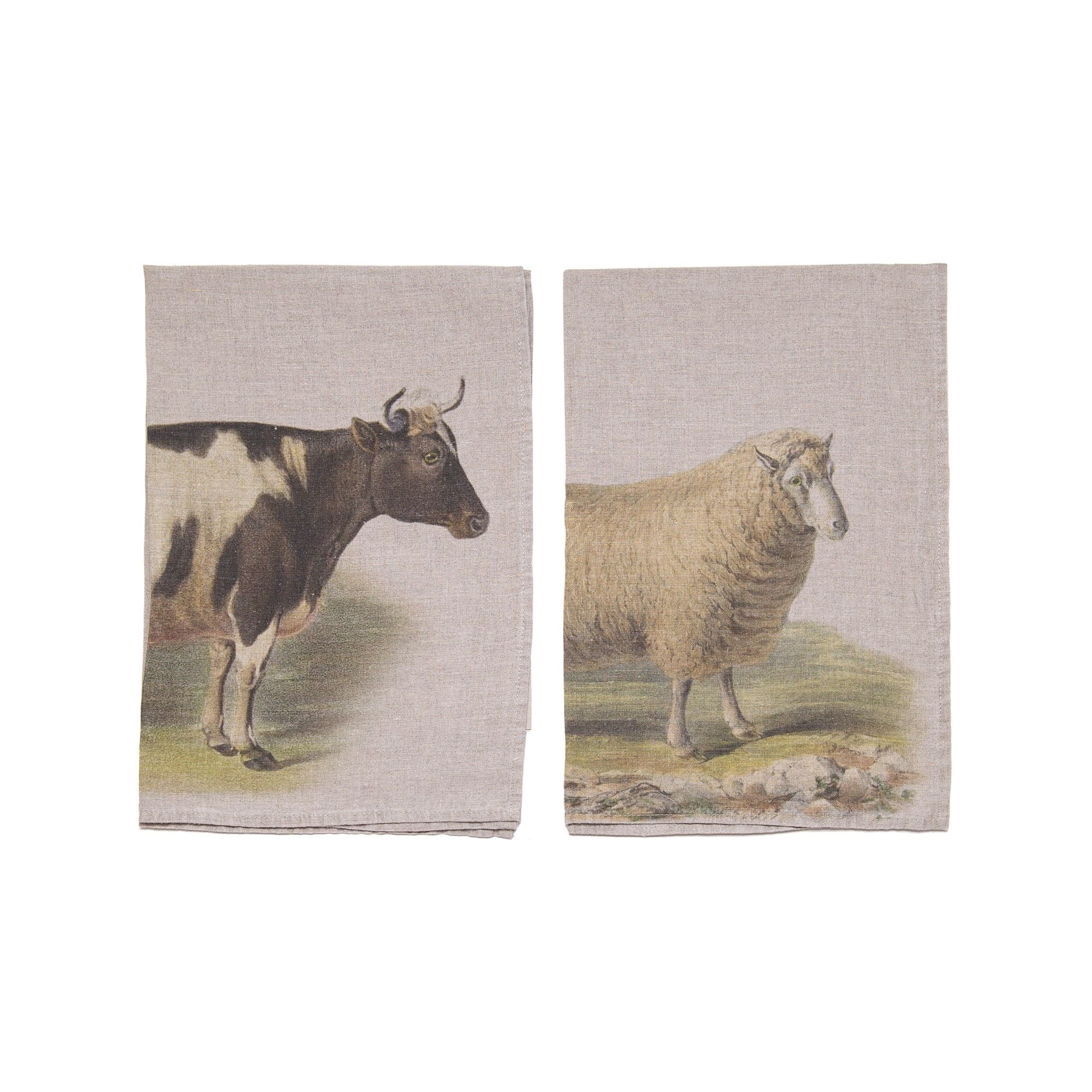 Sheep and Cow Kitchen Towel, from Linoroom
