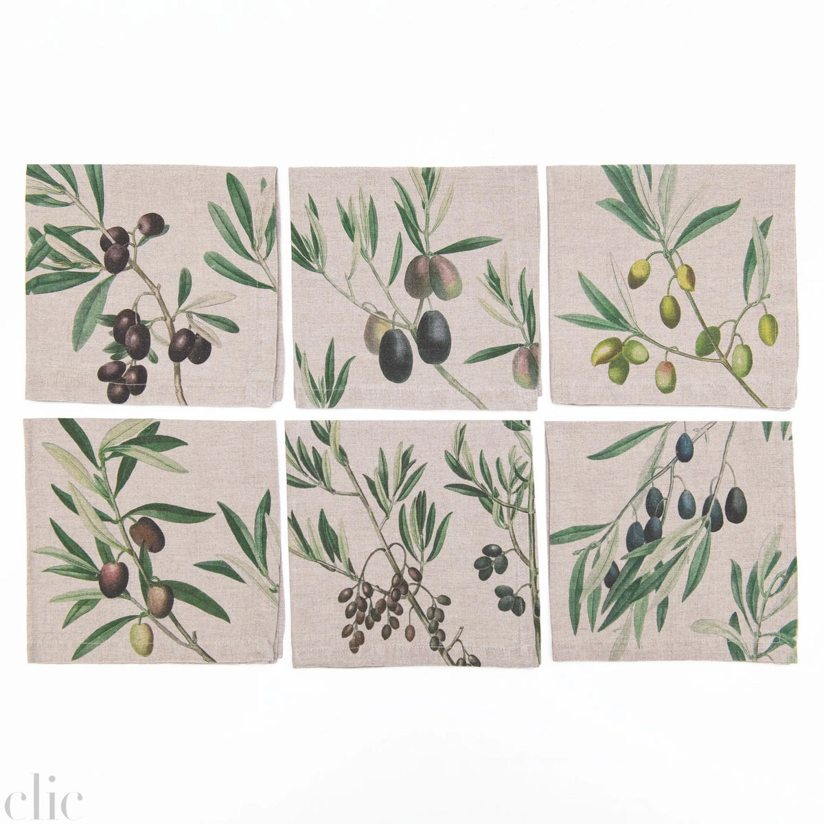 Set of 6 Olives Napkins, from Linoroom