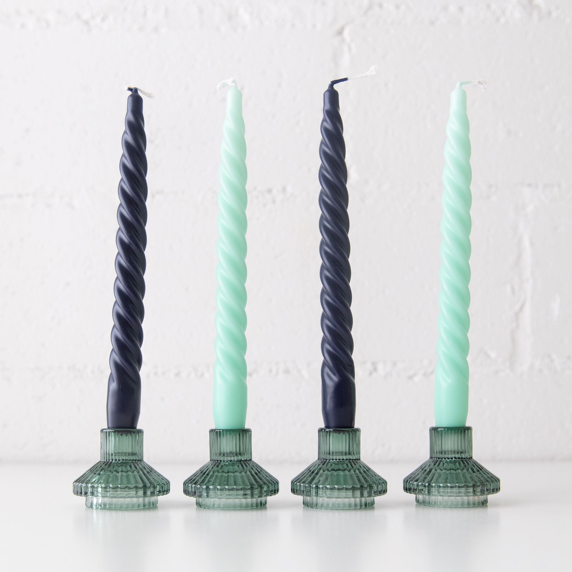 Spiral Dinner Candles in Blue, from Talking Tables
