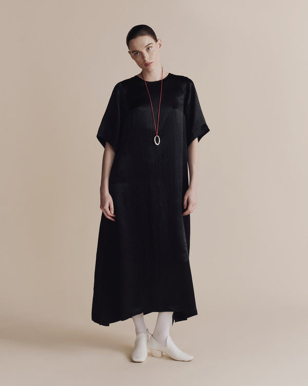 Satin Maxi Dress in Black, from Mijeong Park