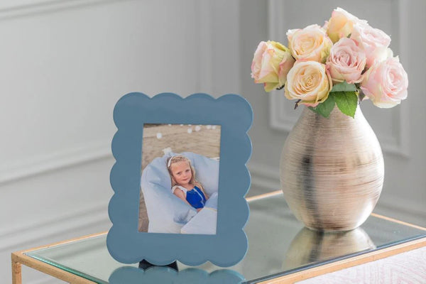 Lacquered Scallop Photo Frame in Chambray Blue, from Addison Ross