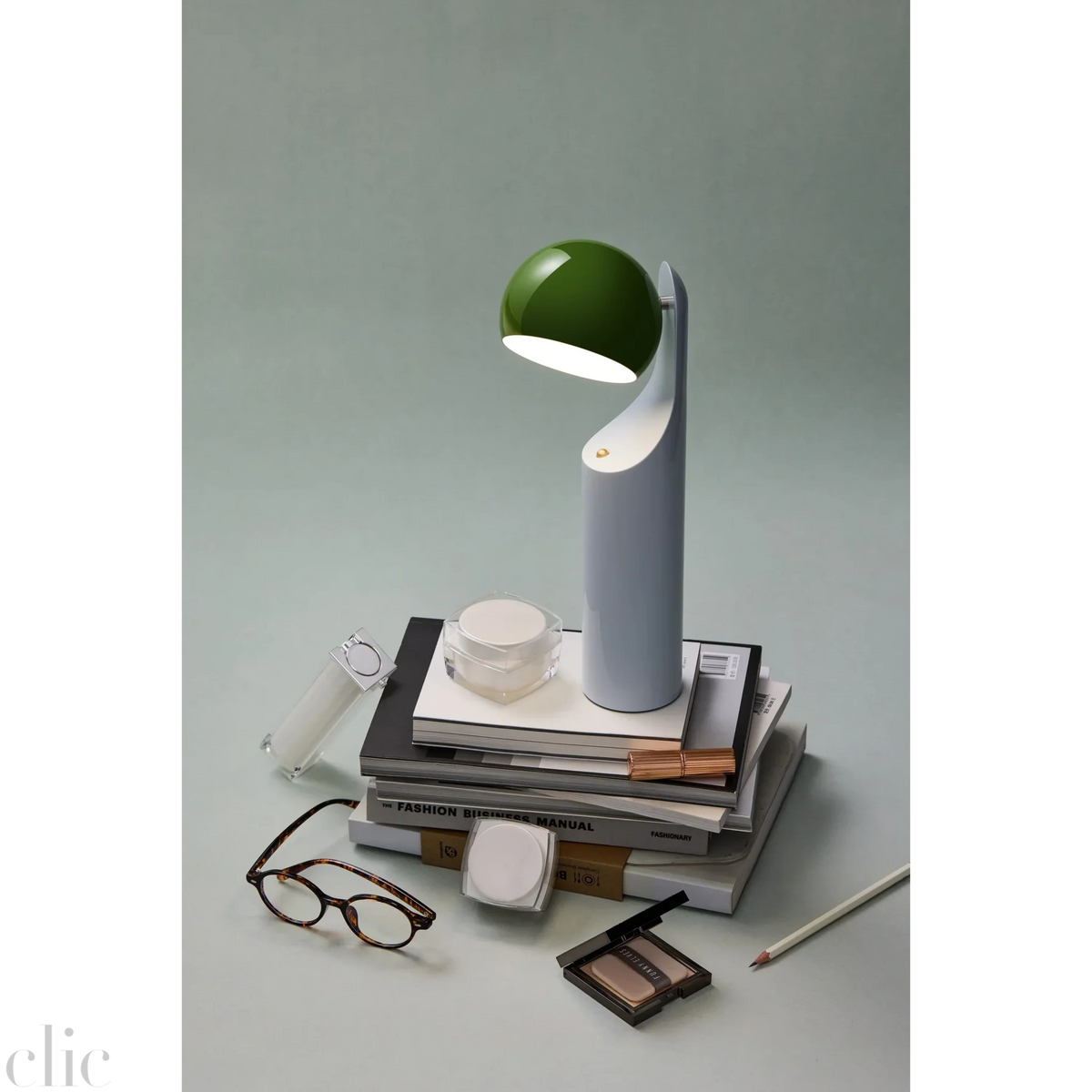 Portable Reading Lamp in Green and Ice Gray