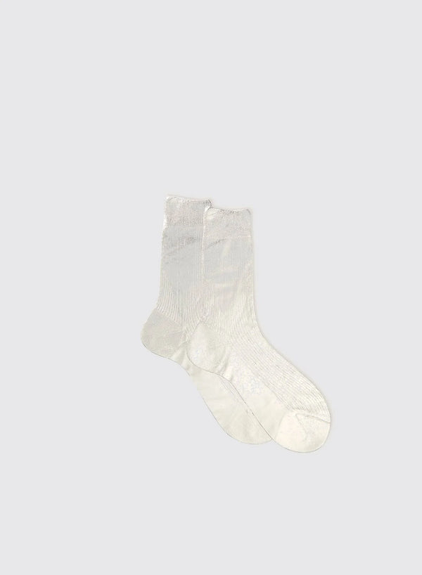 Ribbed Laminated Socks in Silver, from Maria La Rosa