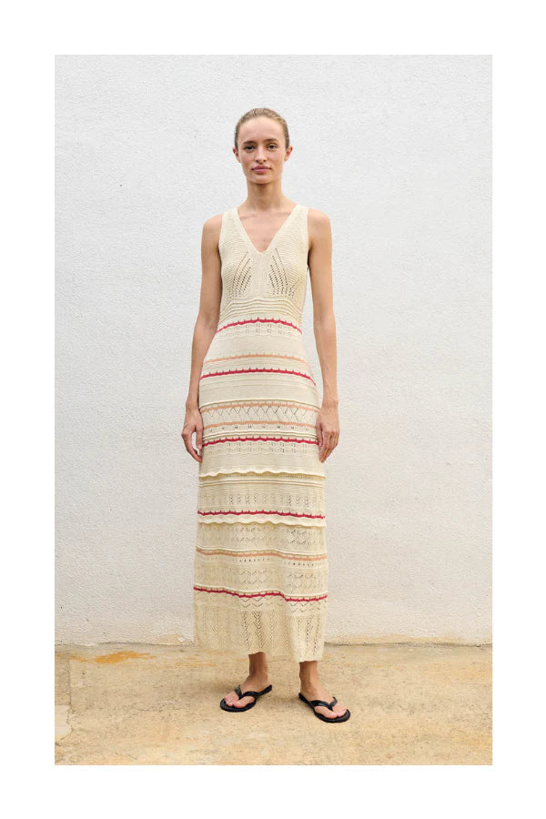 Long Dress with Openwork in Ecru, from Sita Murt