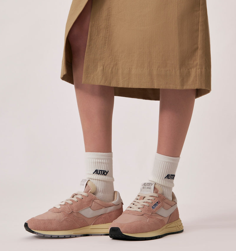 Reelwind Low Sneaker in White and Powder Pink, from Autry