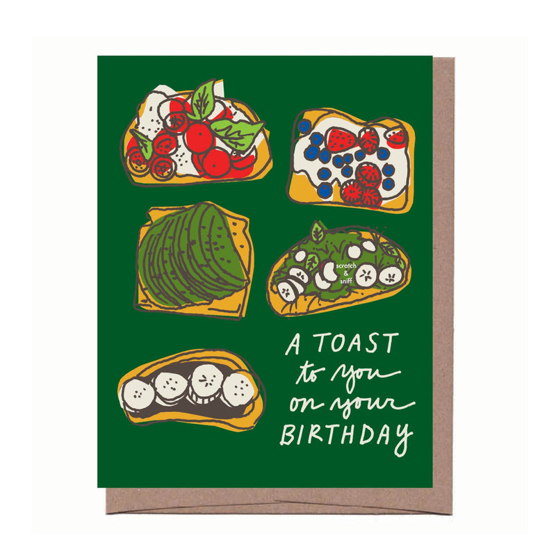 Scratch & Sniff Toast Birthday Card, from La Familia Green