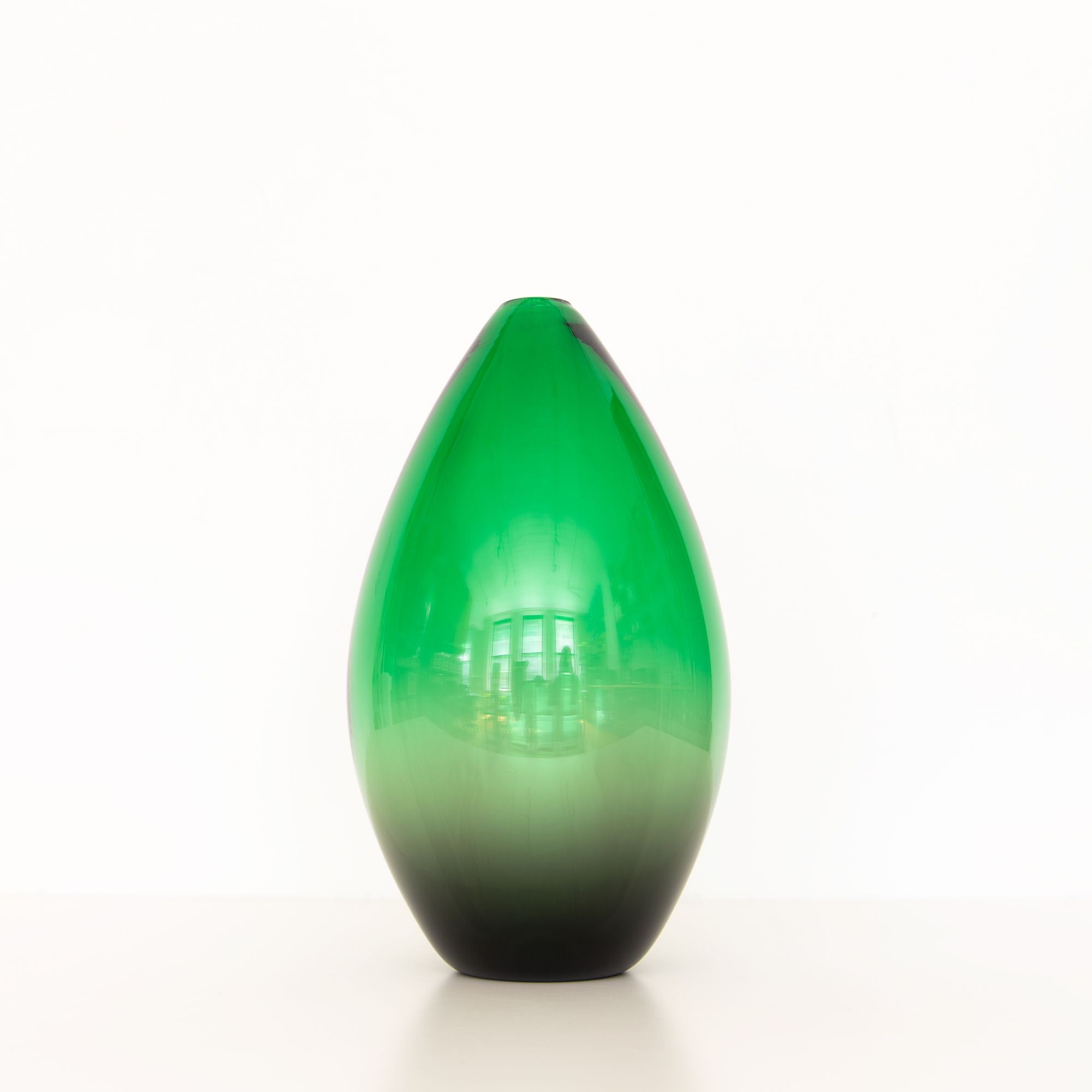 Short Double Ombre Vase in Green and Smoke from, Nate Cotterman