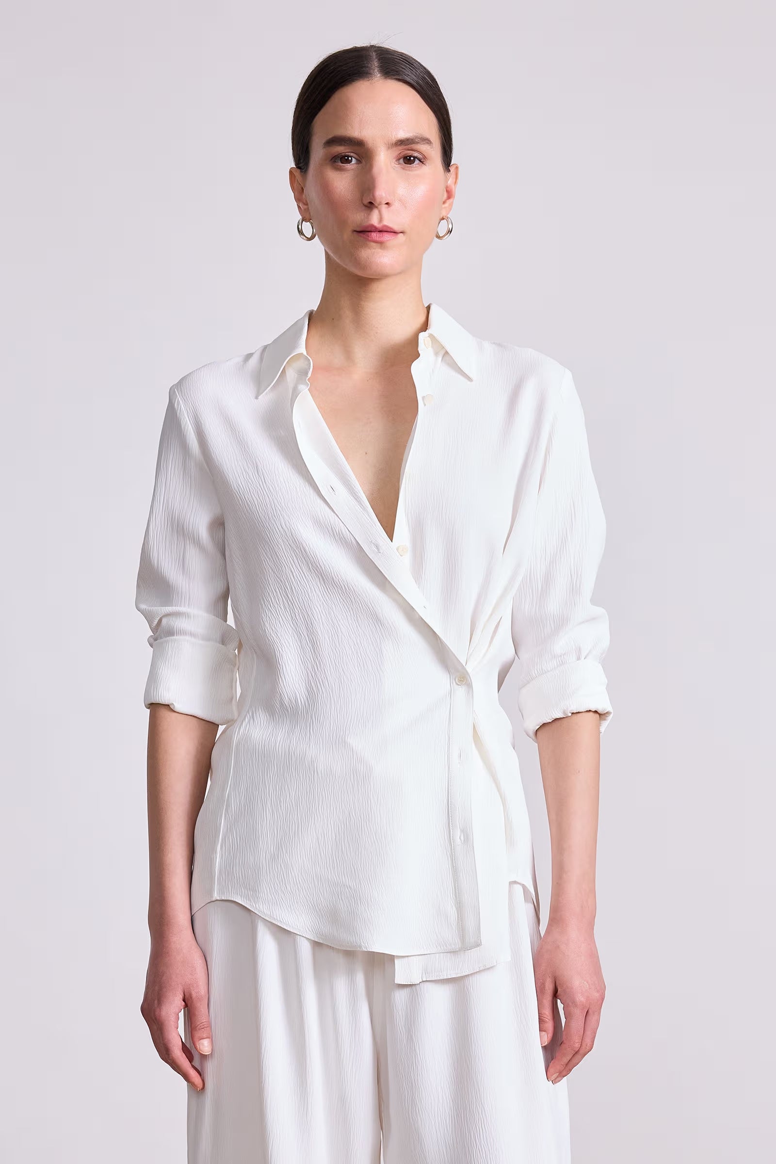 Sodi Wrap Button Up in Cream, from Apiece Apart