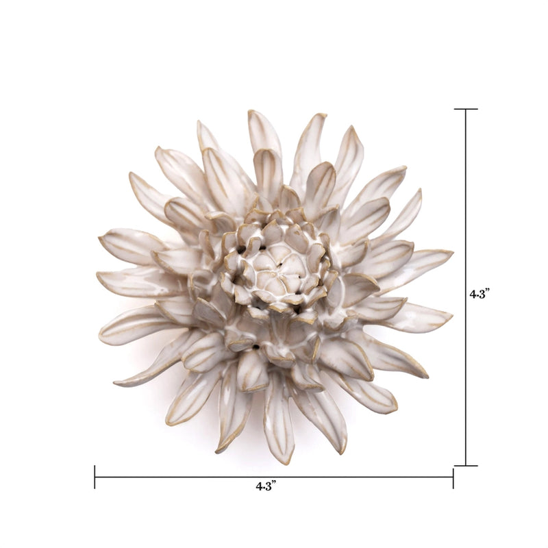 Coastal Ceramic Flower Wall Art in Ivory Medium Spider Mum, from Chive