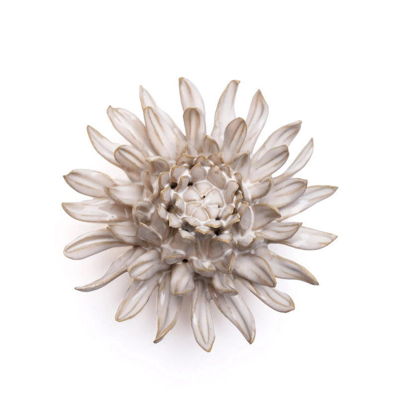 Coastal Ceramic Flower Wall Art in Ivory Medium Spider Mum, from Chive