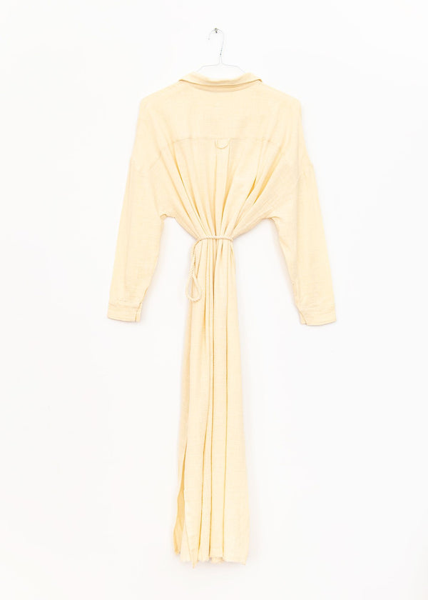 Mykonos Long Sleeve Shirt Dress in Cream, from Maison Saint Julien