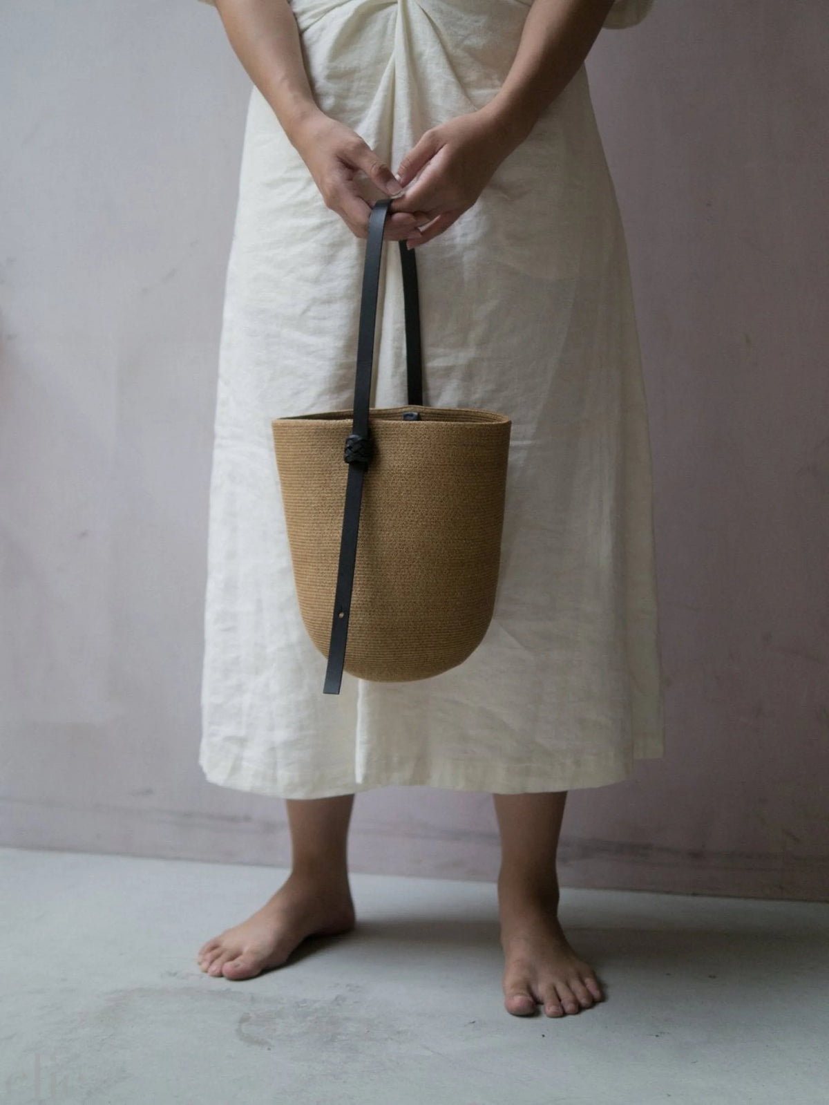 Koreng Bucket Bag in Tan, from Kamaro'an