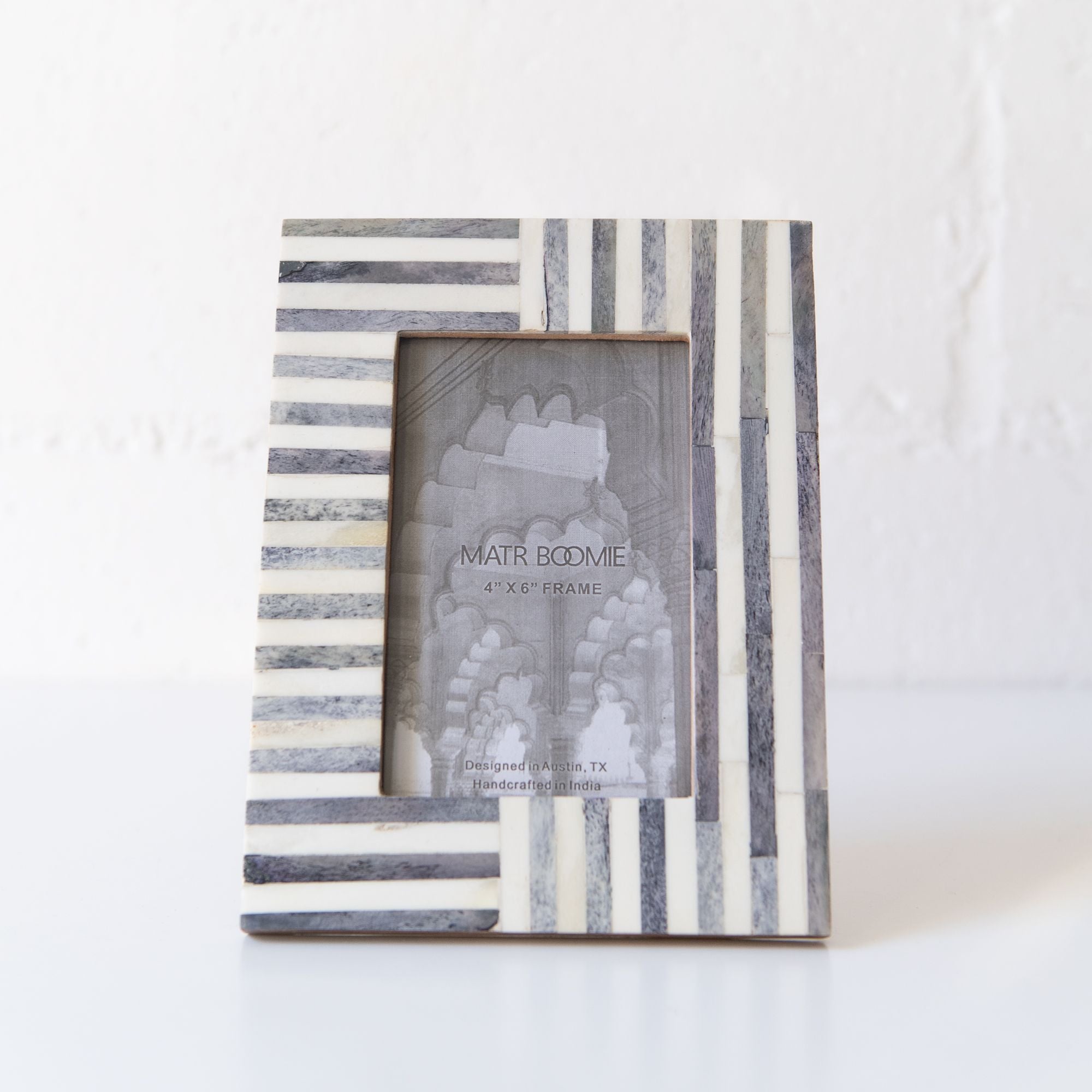 Mukhendu Picture Frame 4x6 in Gray Stripe, from Matr Boomie