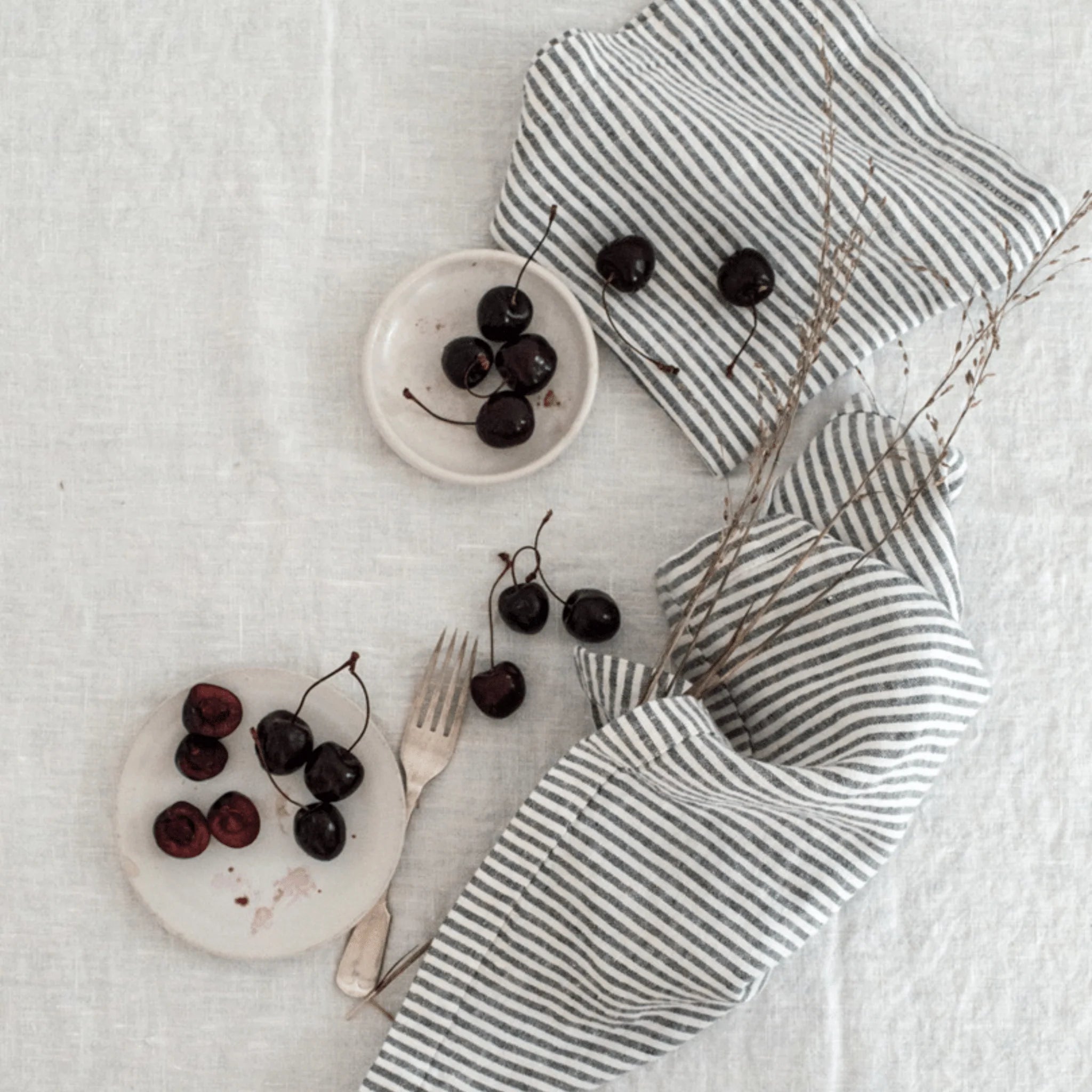 Thin Black Stripe Napkin Set of 2, from Linen Tales