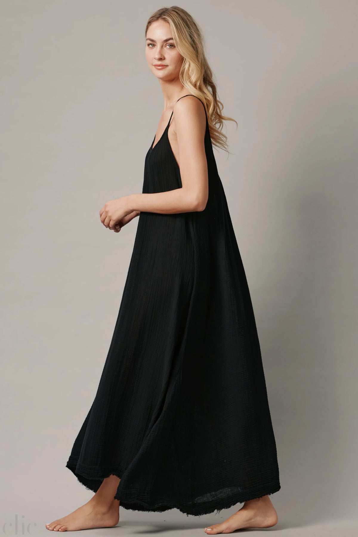 Tulum Gauze Dress in Black, from 9 Seed