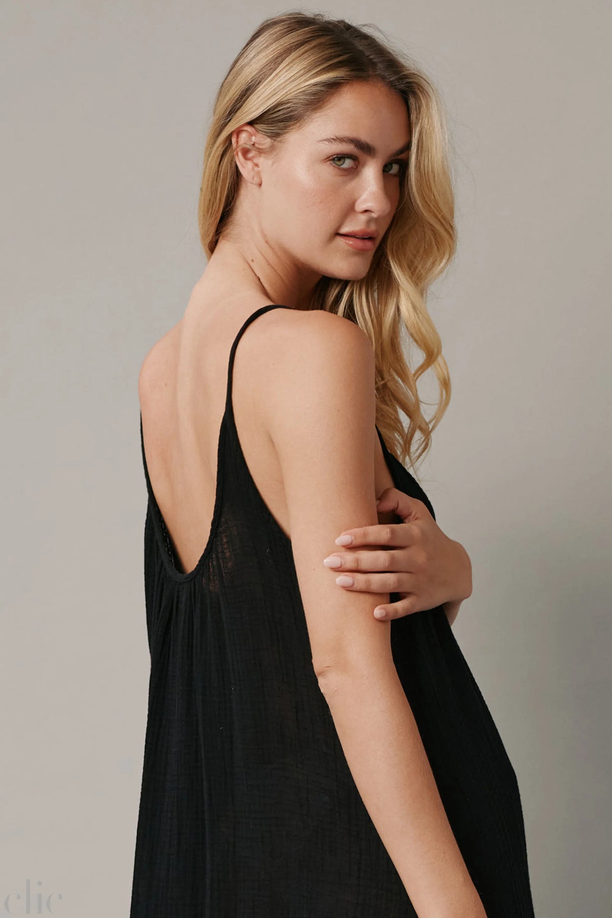 Tulum Gauze Dress in Black, from 9 Seed