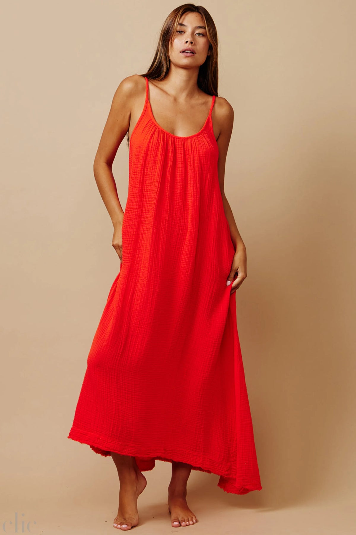 Tulum Gauze Dress in Dahlia, from 9 Seed