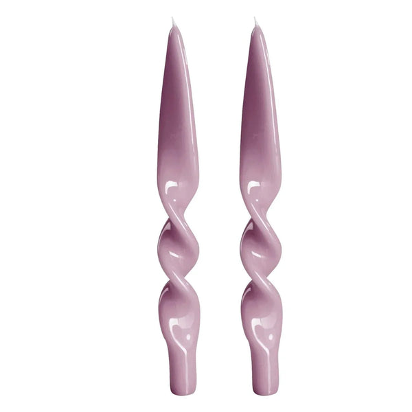 Set of 2 Spiral Candles in Turtledove, from Graziani