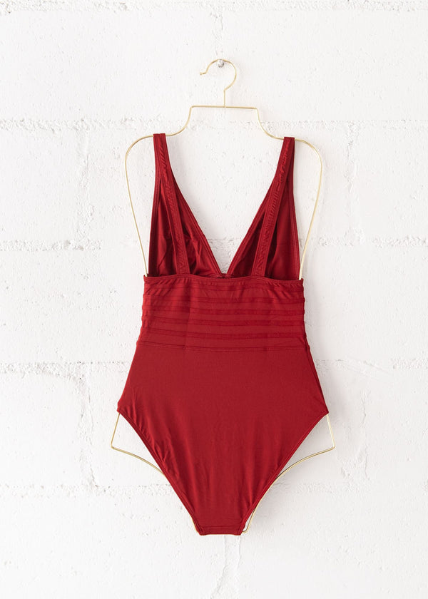 Hobby One Piece Triangle Bathing Suit in Grenade, from DNUD