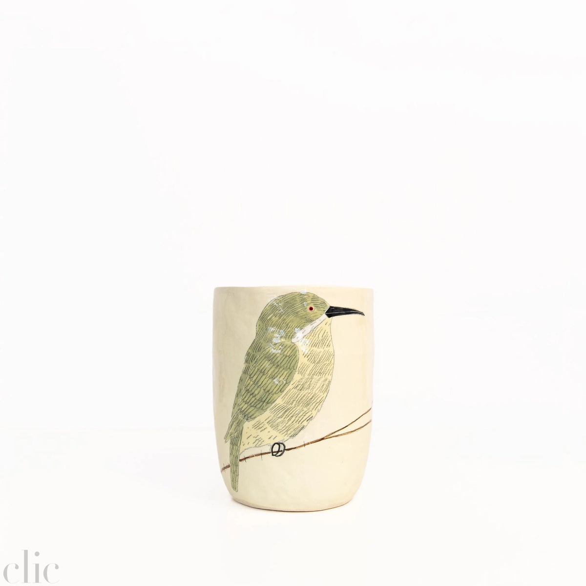 Small Green Bird Vase 11 in Buttercup, from Gemma Orkin Ceramics