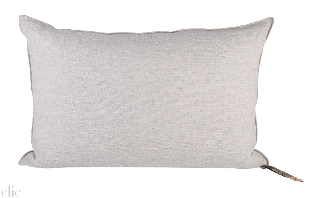 Crumpled Washed Linen Pillow 16x24 in Perle, from Maison De Vacances