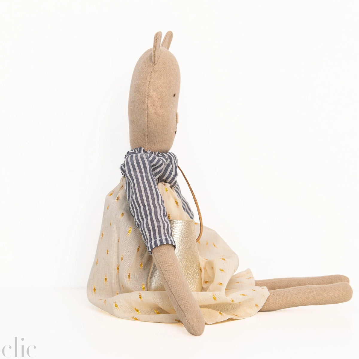 Mae the Barn Cat Heirloom Wool Doll in Golden Field Skirt