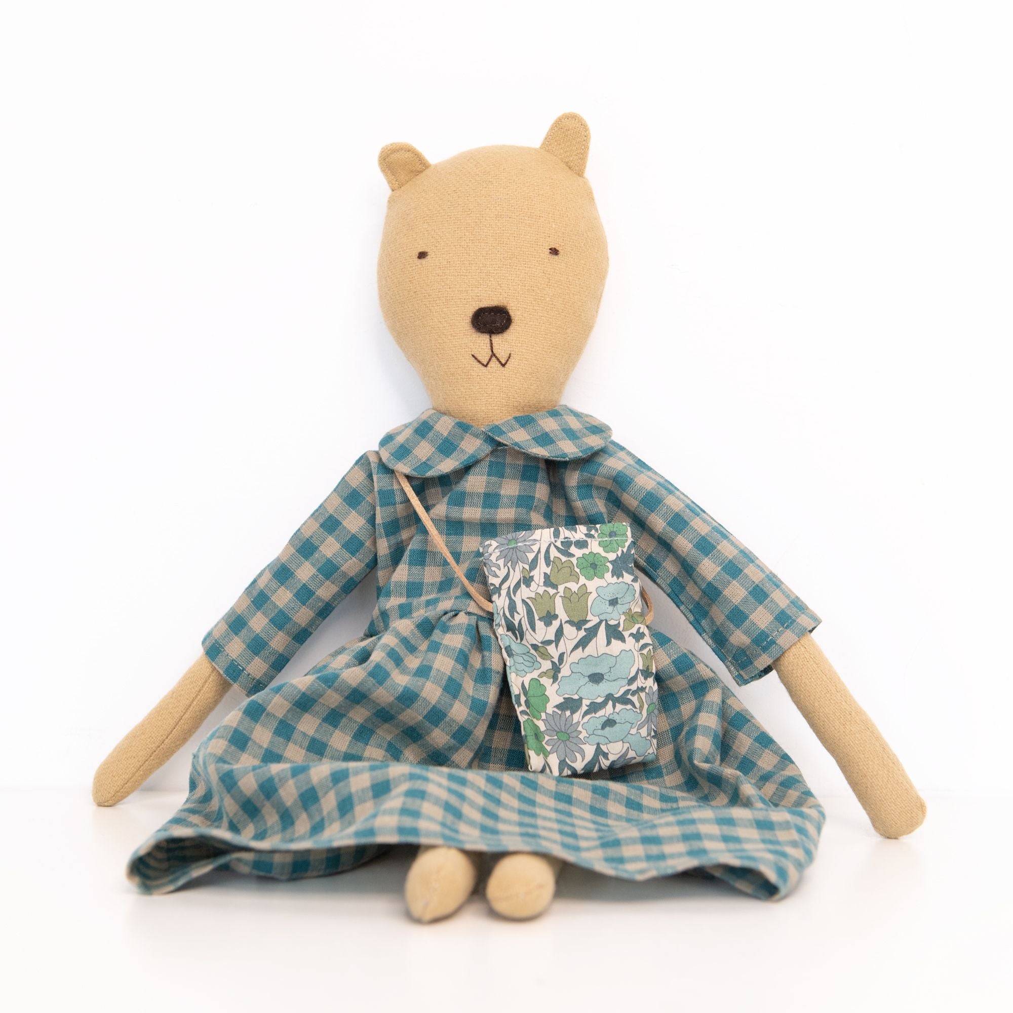 Agatha The Bear Doll in Gingham Dress