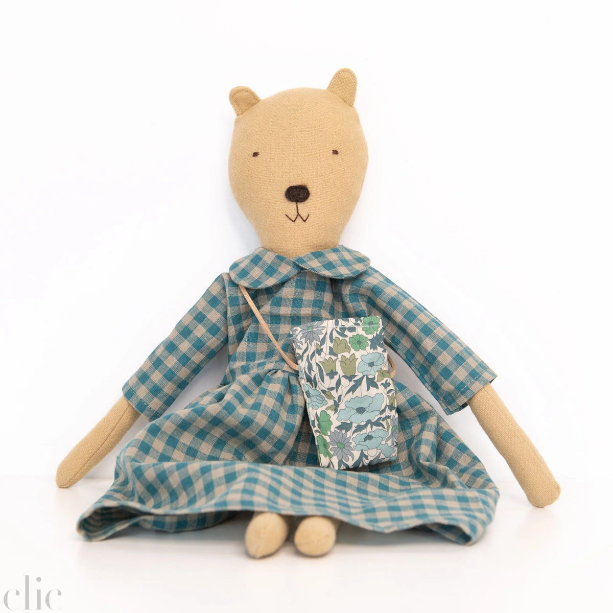 Agatha The Bear Doll in Gingham Dress