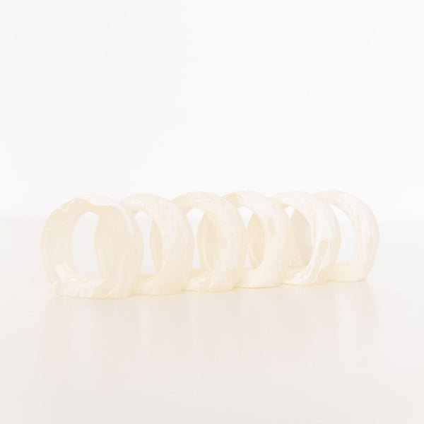 Set of 6 Napkin Rings in White Swirl, from Nashi Home